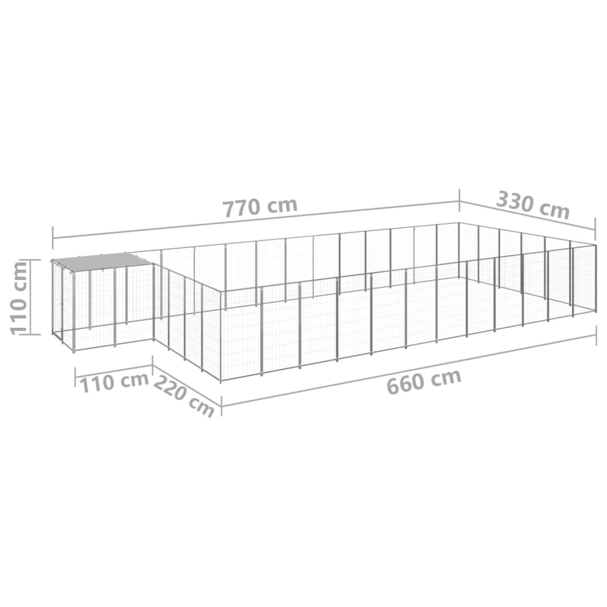 vidaXL Σπιτάκι Σκύλου Ασημί 22,99 μ² Ατσάλινο