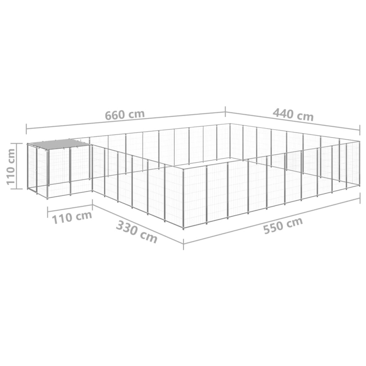 vidaXL Σπιτάκι Σκύλου Ασημί 25,41 μ² Ατσάλινο