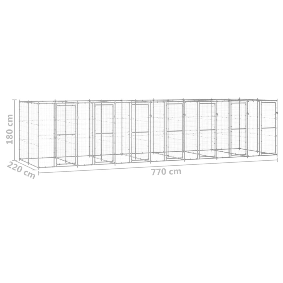 vidaXL Κλουβί Σκύλου Εξωτερικού Χώρου 16,94 μ² από Γαλβανισμένο Χάλυβα