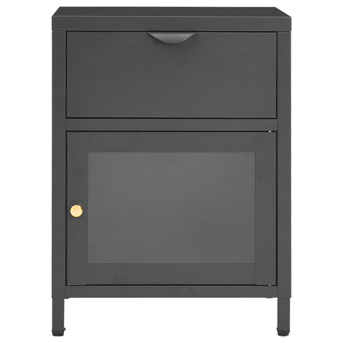 vidaXL Κομοδίνα 2 τεμ. Ανθρακί 40 x 30 x 54,5 εκ. από Ατσάλι / Γυαλί