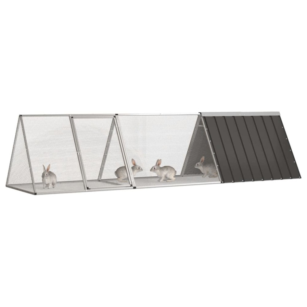 vidaXL Κλουβί για Κουνέλι Ανθρακί 302,5x80,5x71 εκ. από Γαλβανισμένο Ατσάλι