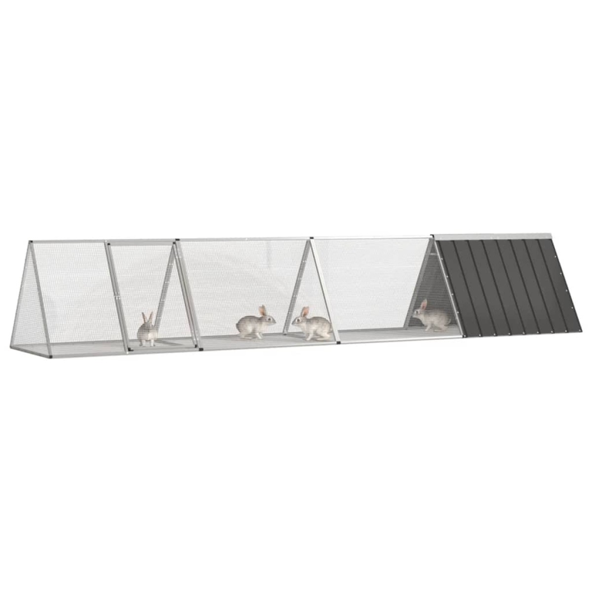 vidaXL Κλουβί Κουνελιών Ανθρακί 403,5x80,5x71 εκ Γαλβανισμένος Χάλυβας