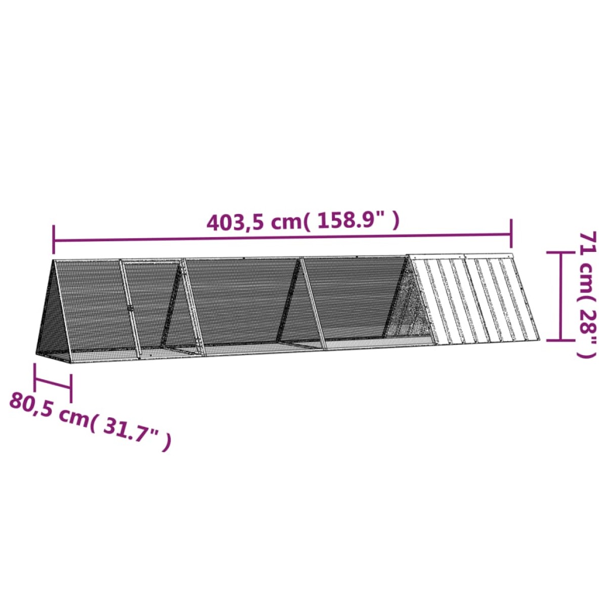 vidaXL Κλουβί Κουνελιών Ανθρακί 403,5x80,5x71 εκ Γαλβανισμένος Χάλυβας