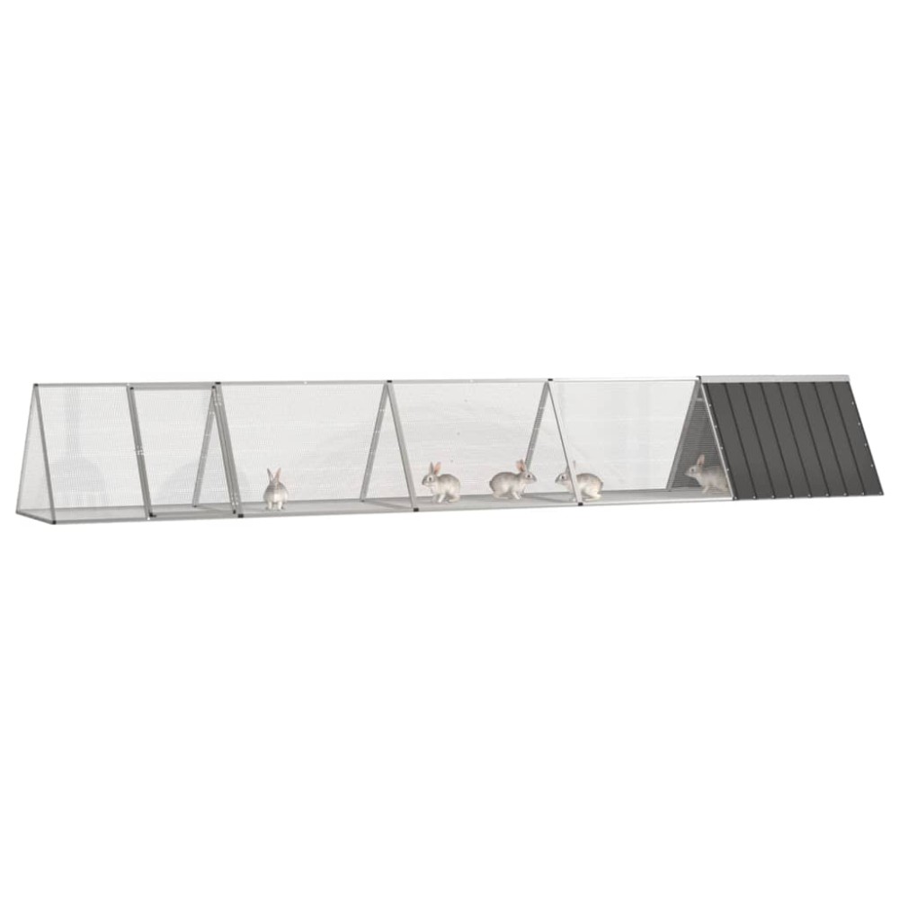 vidaXL Κλουβί Κουνελιών Ανθρακί 504,5x80,5x71 εκ Γαλβανισμένος Χάλυβας