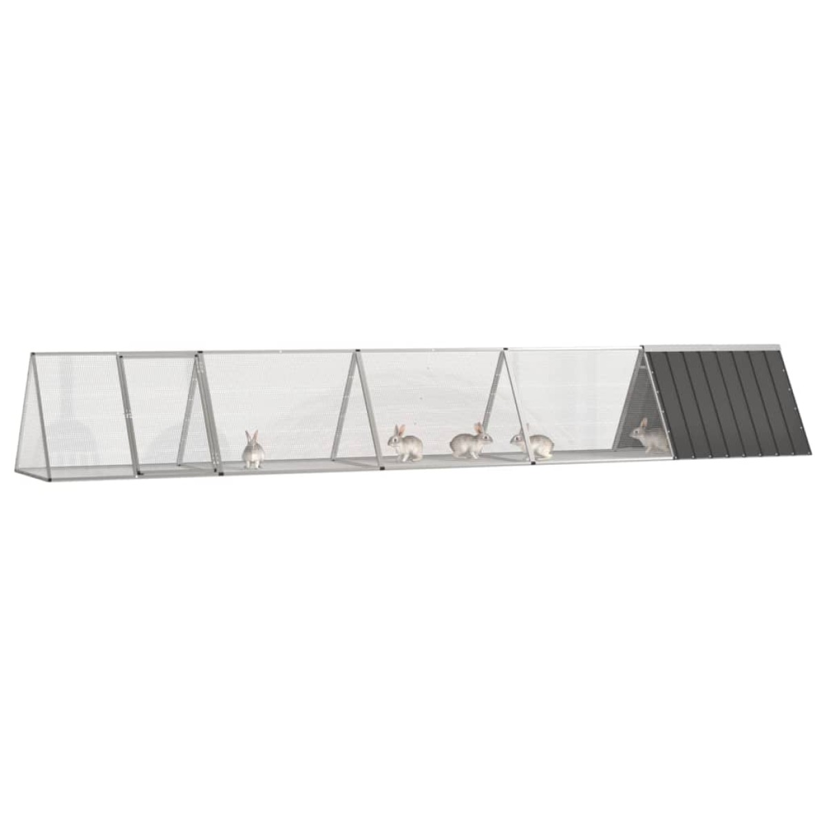 vidaXL Κλουβί Κουνελιών Ανθρακί 504,5x80,5x71 εκ Γαλβανισμένος Χάλυβας