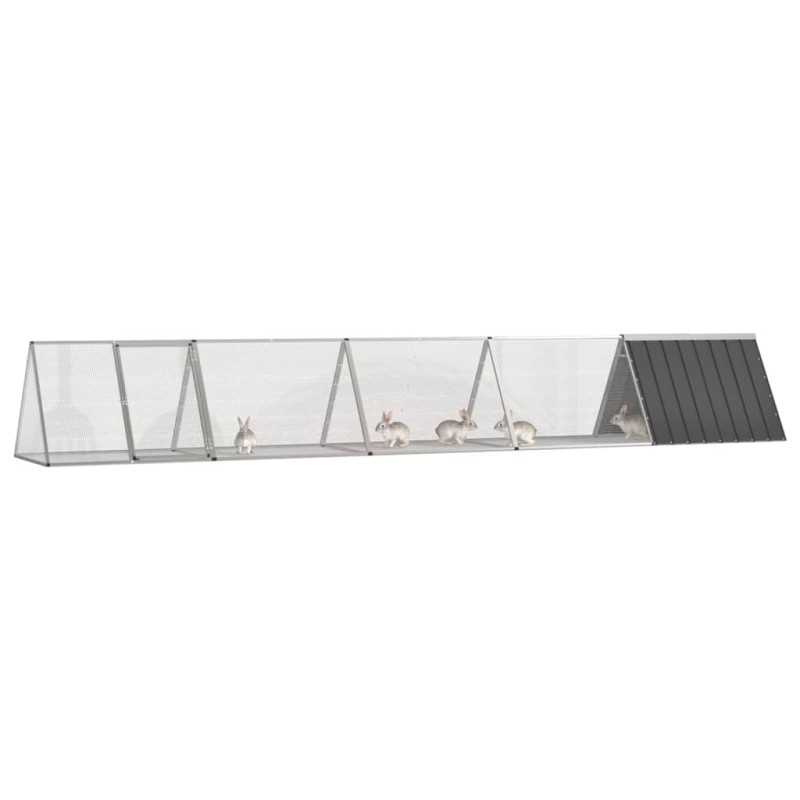 vidaXL Κλουβί Κουνελιών Ανθρακί 504,5x80,5x71 εκ Γαλβανισμένος Χάλυβας