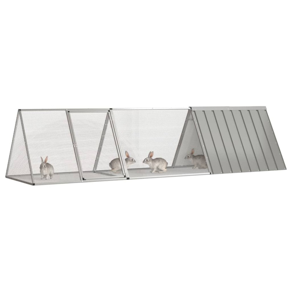 vidaXL Κλουβί Κουνελιού Γκρι 302,5x80,5x71 εκ. από Γαλβανισμένο Ατσάλι
