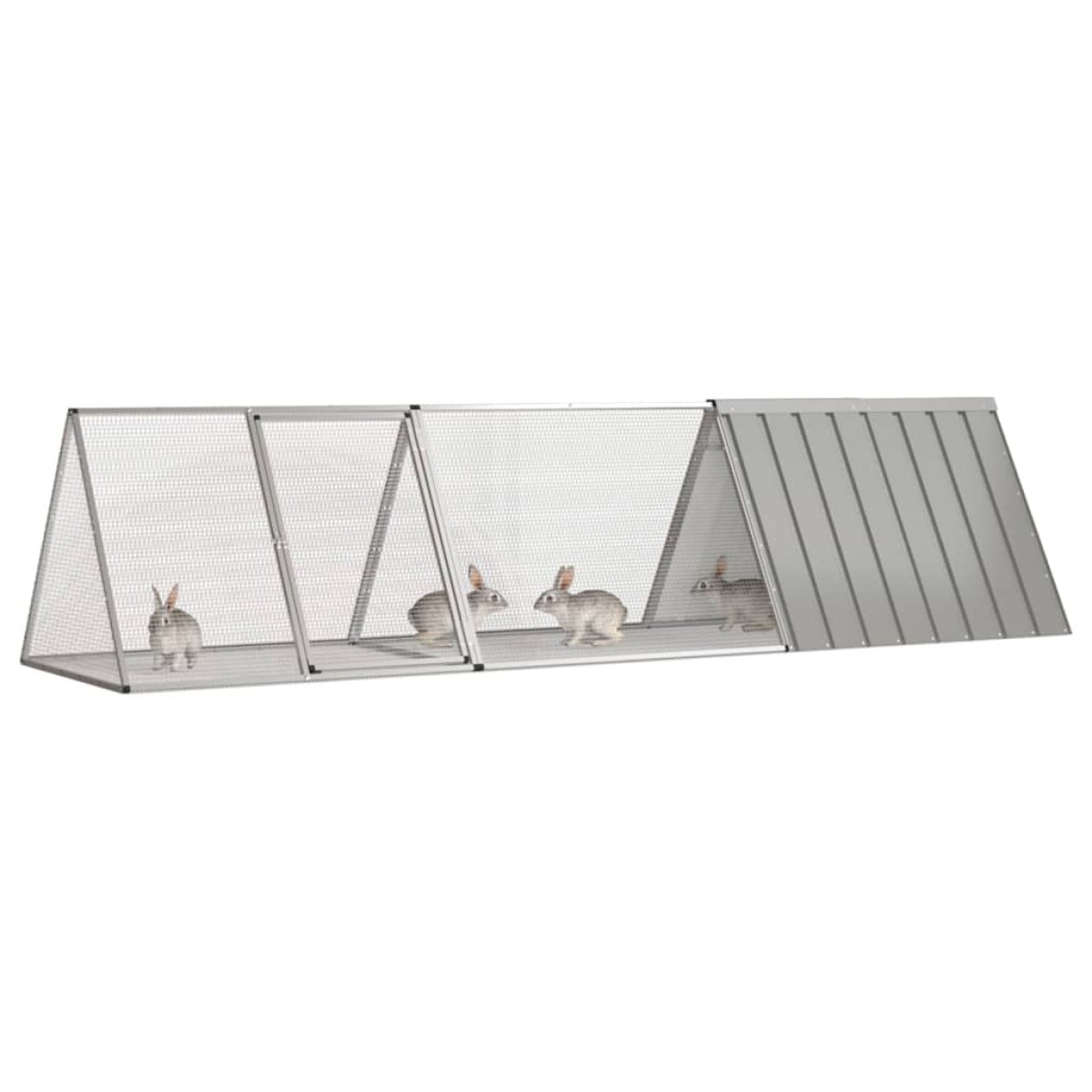 vidaXL Κλουβί Κουνελιών Γκρι 302,5x80,5x71 εκ. Γαλβανισμένος Χάλυβας