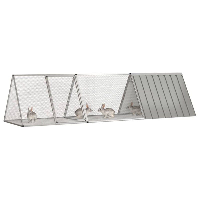 vidaXL Κλουβί Κουνελιού Γκρι 302,5x80,5x71 εκ. από Γαλβανισμένο Ατσάλι