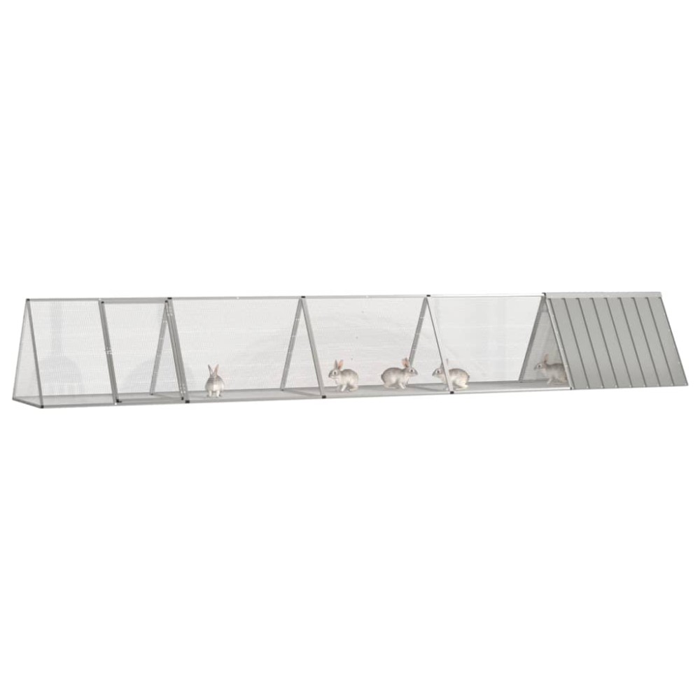 vidaXL Κλουβί Κουνελιών Γκρι 504,5x80,5x71 εκ. Γαλβανισμένος Χάλυβας