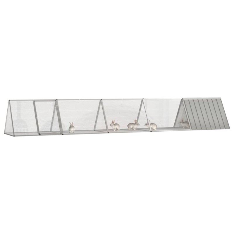 vidaXL Κλουβί Κουνελιών Γκρι 504,5x80,5x71 εκ. Γαλβανισμένος Χάλυβας