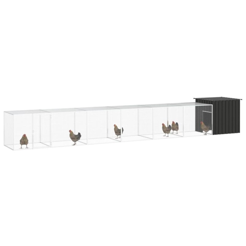 vidaXL Κοτέτσι - Κλουβί Ανθρακί 700x91x100 εκ. από Γαλβανισμένο Χάλυβα