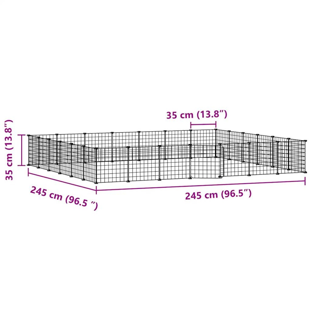 vidaXL Κλουβί Κατοικίδιων με 28 Πάνελ + Πόρτα Μαύρο 35 x 35εκ Ατσάλινο