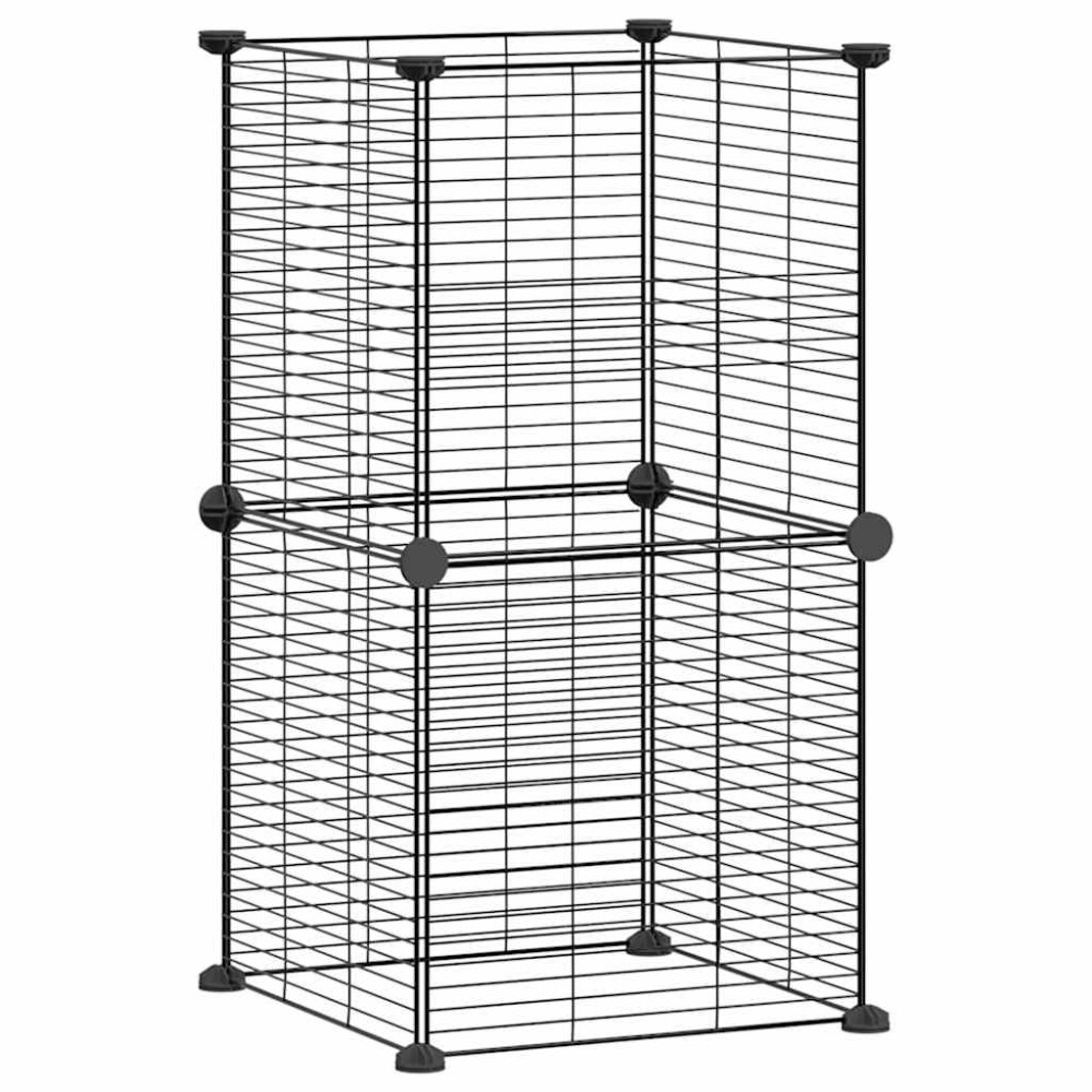 vidaXL Κλουβί για Κατοικίδια με 8 Πάνελ Μαύρο 35 x 35 εκ. Ατσάλινο