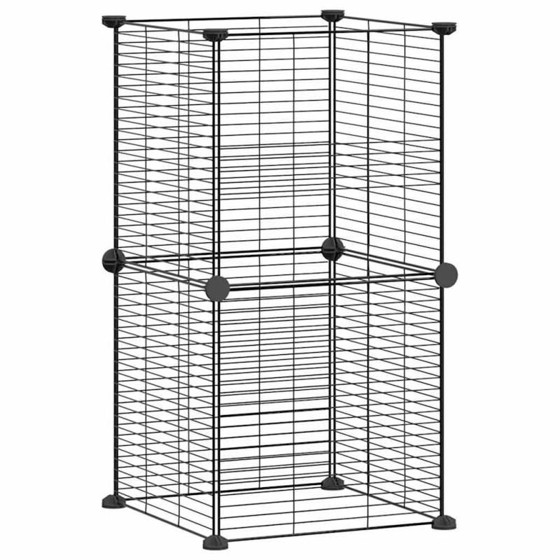 vidaXL Κλουβί για Κατοικίδια με 8 Πάνελ Μαύρο 35 x 35 εκ. Ατσάλινο