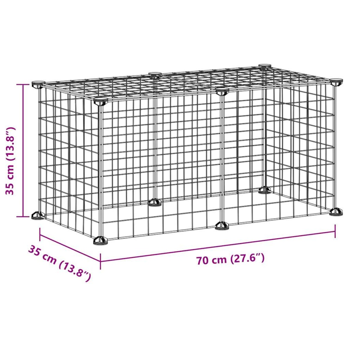 vidaXL Κλουβί για Κατοικίδια με 8 Πάνελ Μαύρο 35 x 35 εκ. Ατσάλινο