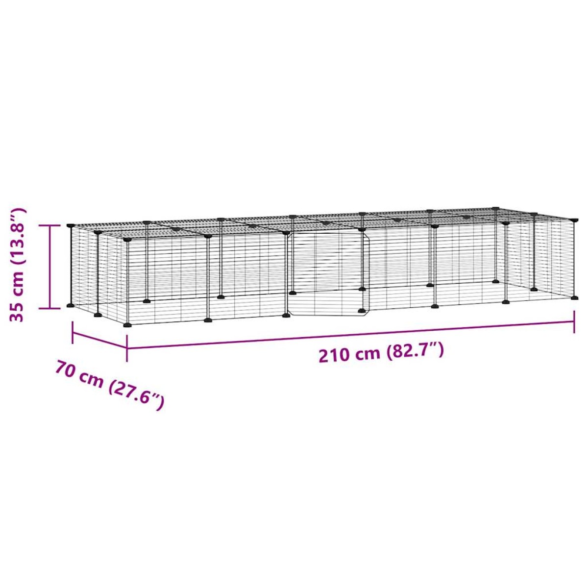 vidaXL Κλουβί Κατοικίδιων με 28 Πάνελ + Πόρτα Μαύρο 35 x 35εκ Ατσάλινο