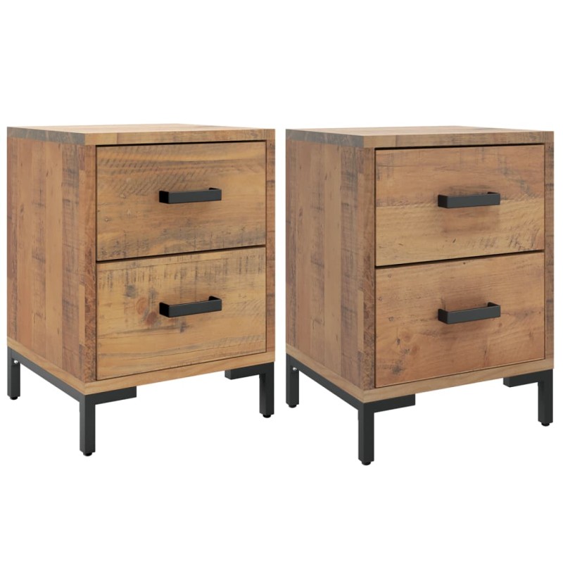 vidaXL Κομοδίνα 2 τεμ. 36 x 30 x 45 εκ. από Μασίφ Ξύλο Πεύκου