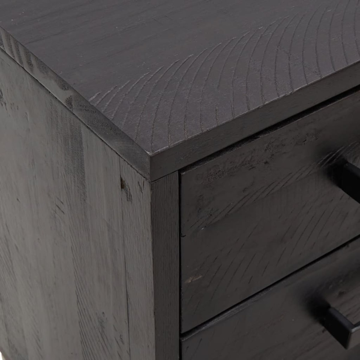 vidaXL Κομοδίνα 2 τεμ. Μαύρα 36x30x45 εκ. από Μασίφ Ξύλο Πεύκου