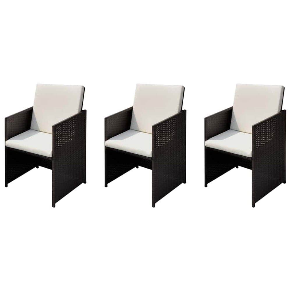 vidaXL Καρέκλες Κήπου 3 pcs Καφέ 56 x 52 x 87 εκ. Πολυ ράταν