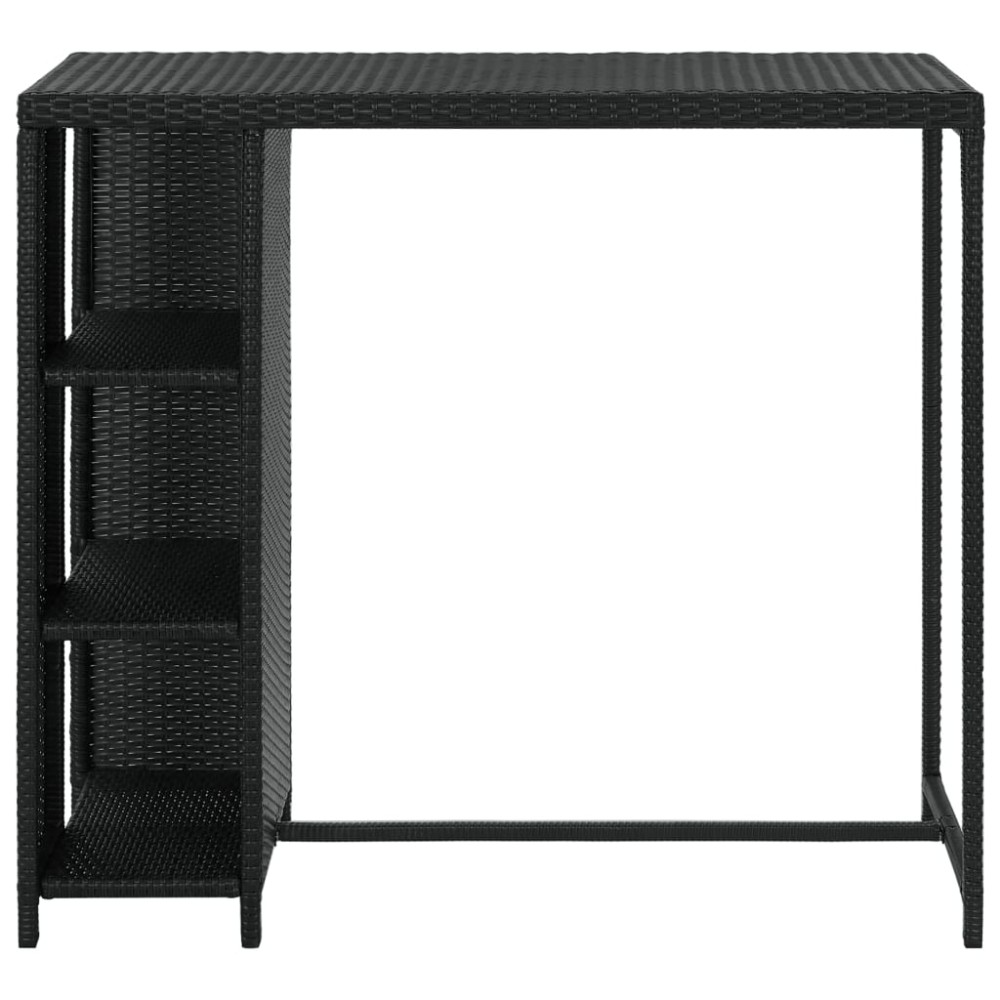 vidaXL Τραπέζι Μπαρ με Ράφια Μαύρο 120x60x110 εκ. από Συνθετικό Ρατάν