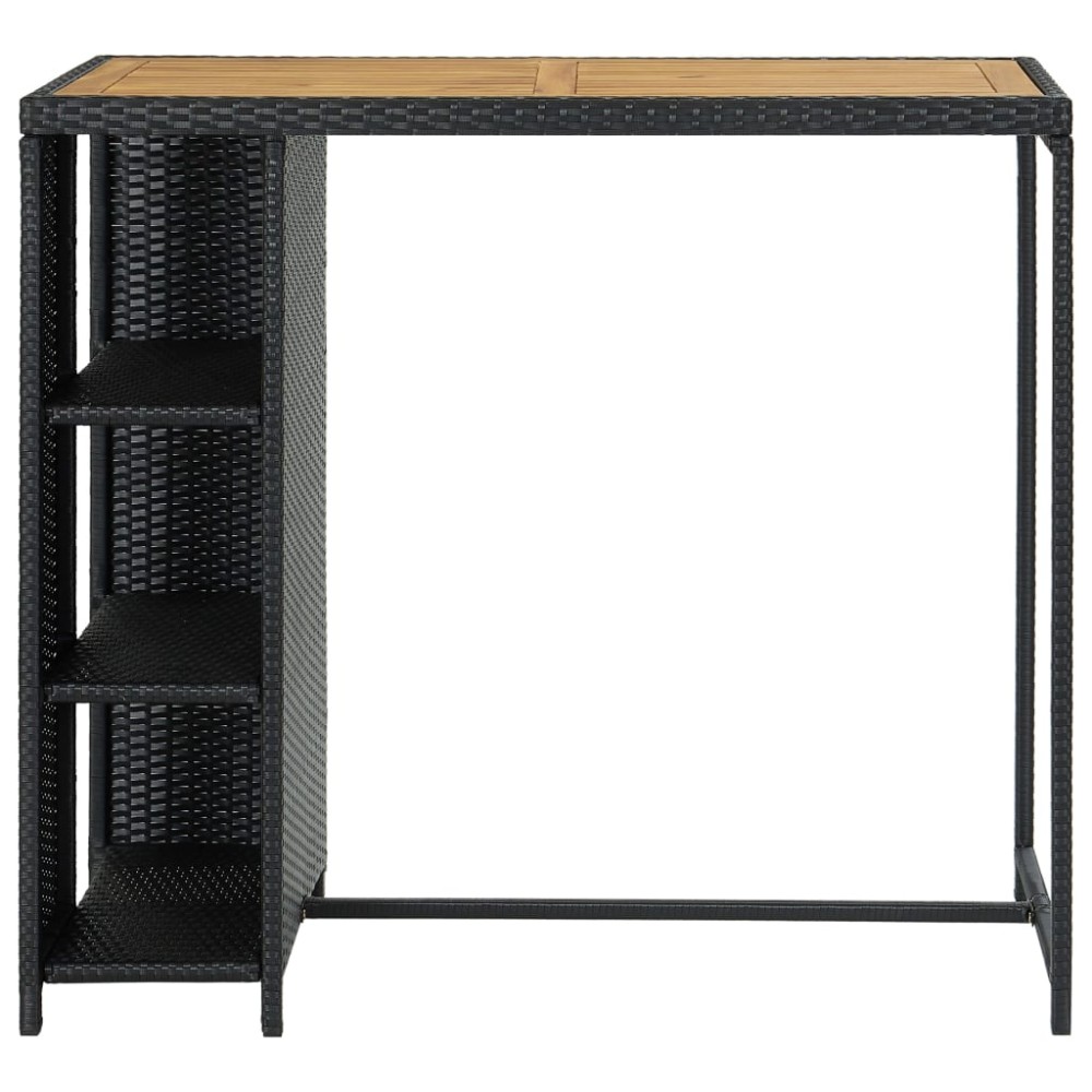 vidaXL Τραπέζι Μπαρ με Ράφια Μαύρο 120x60x110 εκ. από Συνθετικό Ρατάν