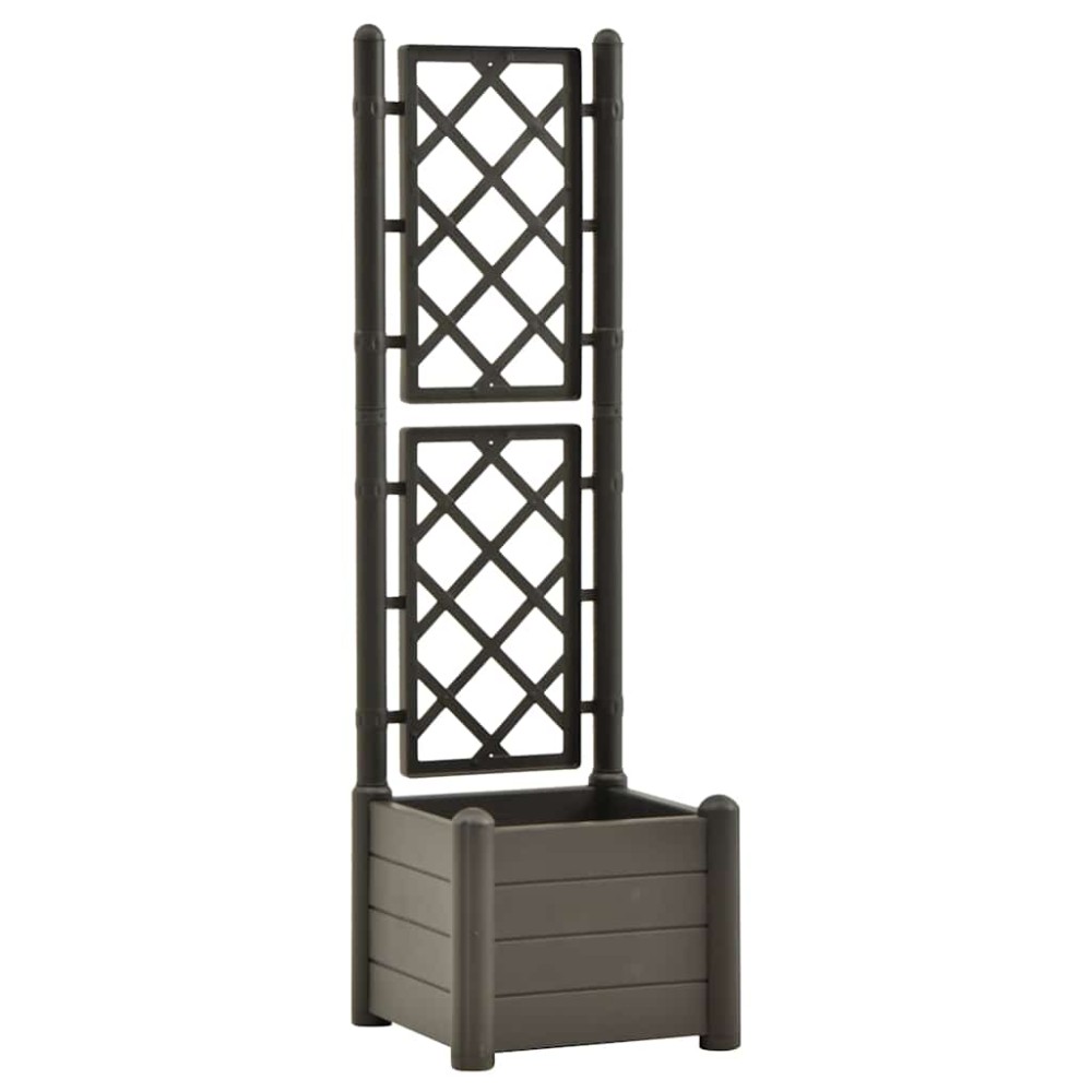 vidaXL Ζαρντινιέρα Κήπου Καφασωτό Ανθρακί 43x43x142 εκ Πολυπροπυλένιο
