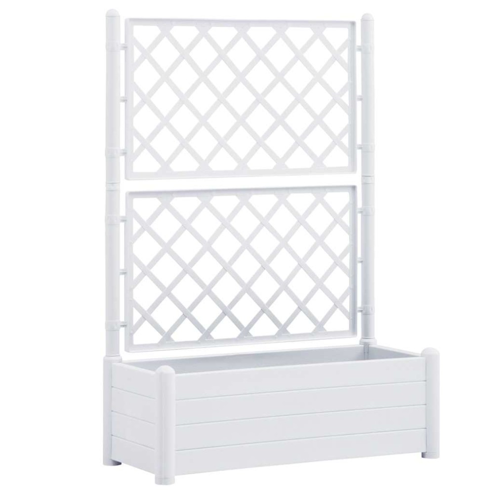 vidaXL Ζαρντινιέρα Κήπου με Καφασωτό Λευκή 100 x 43 x 142 εκ. από PP