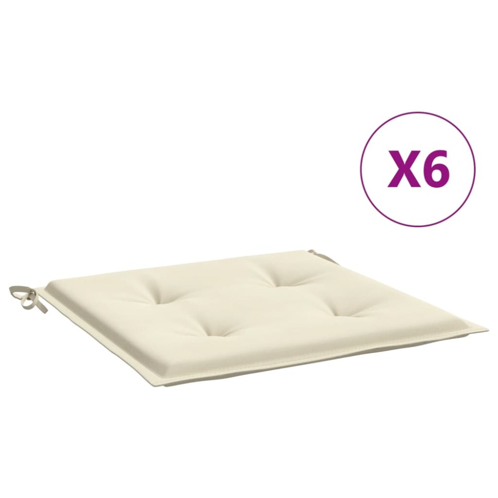 vidaXL Μαξιλάρια Καρέκλας Κήπου 6 τεμ. Κρεμ 50x50x2 εκ. Ύφασμα Oxford