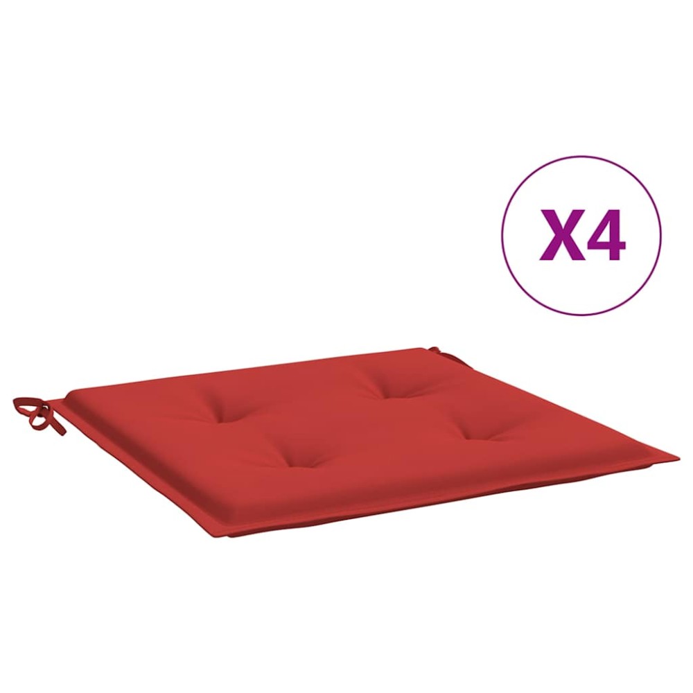 vidaXL Μαξιλάρια Καρέκλας Κήπου 4τεμ Κόκκινα 50x50x4 εκ. Oxford Ύφασμα
