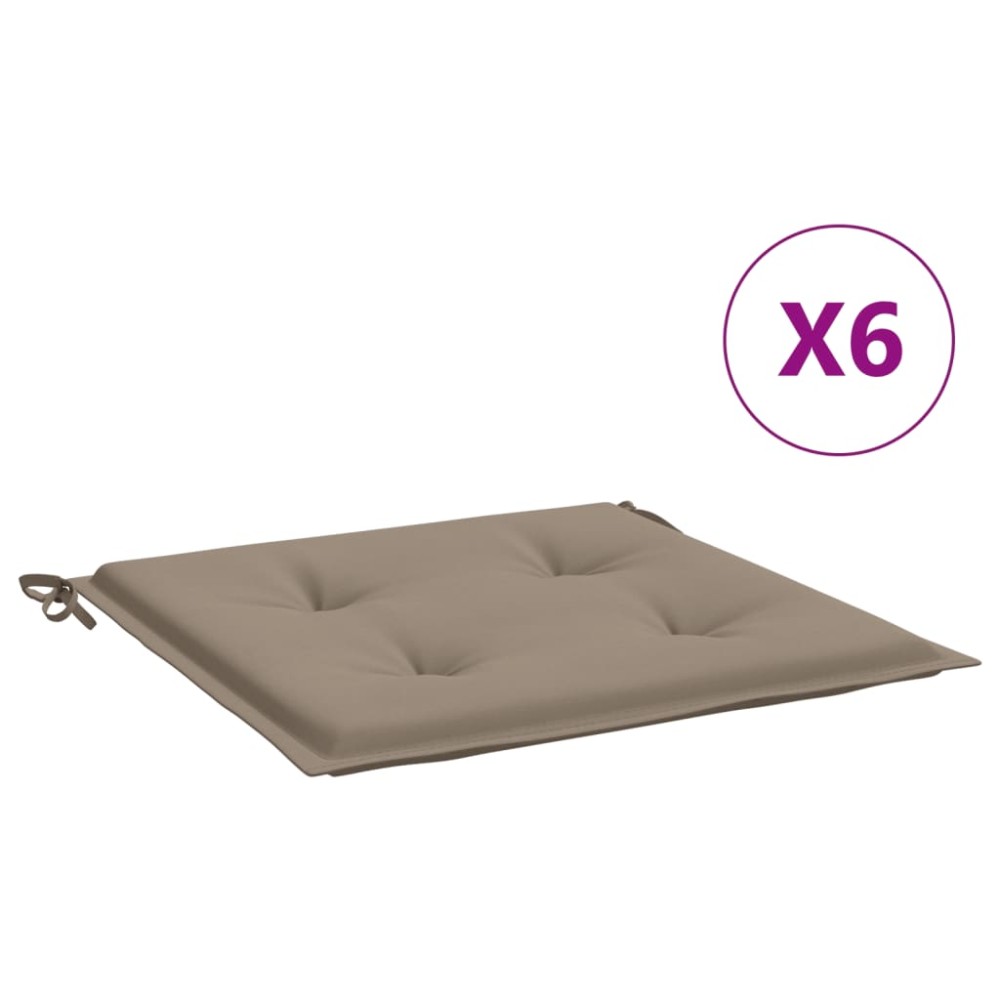 vidaXL Μαξιλάρια Καρέκλας Κήπου 6 τεμ. Taupe 50x50x4 εκ. Oxford Ύφασμα