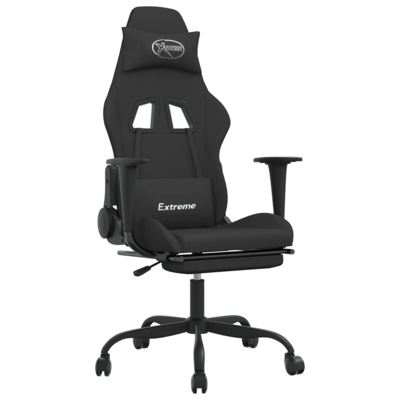 vidaXL Καρέκλα Gaming Μαύρη Ύφασμα με Υποπόδιο