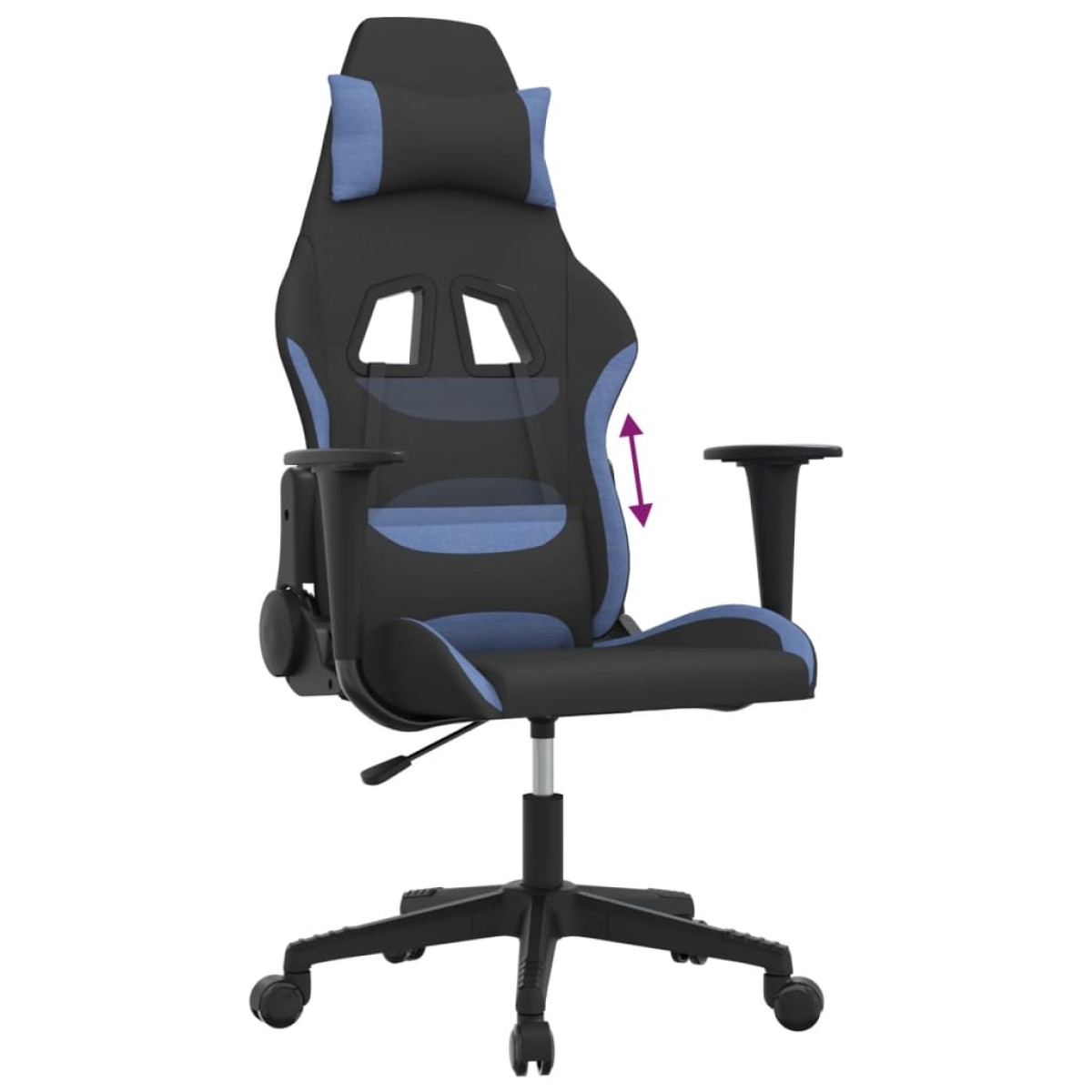 vidaXL Καρέκλα Gaming Μαύρη και Μπλε Υφασμάτινη