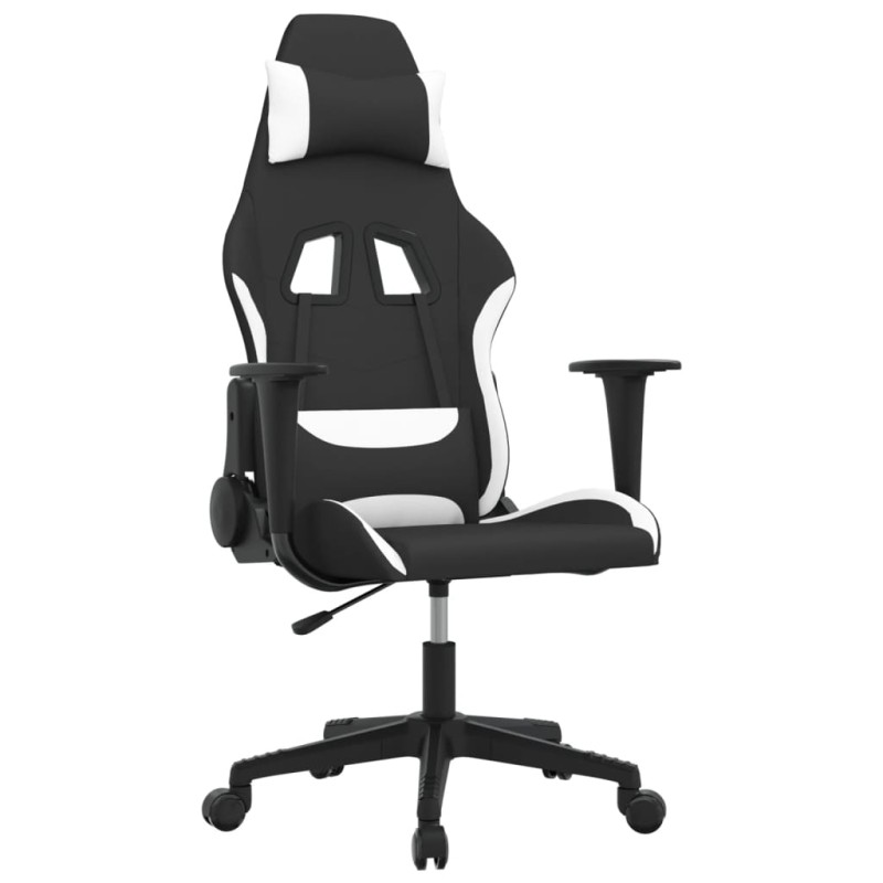 vidaXL Καρέκλα Gaming Μαύρη και Λευκό Υφασμάτινη