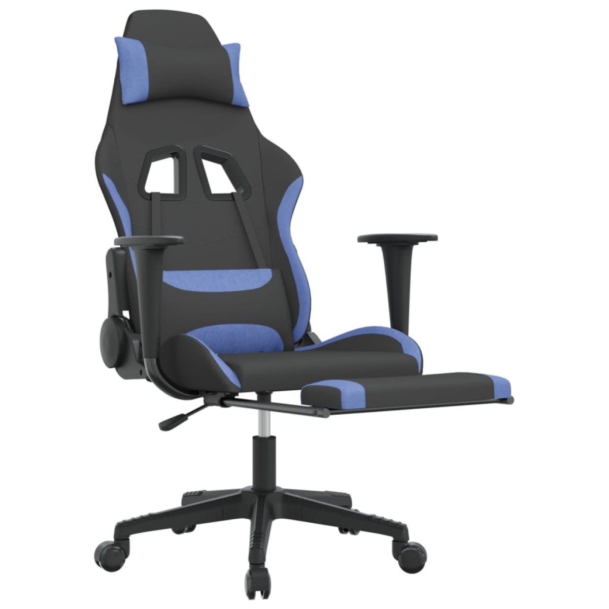 vidaXL Καρέκλα Gaming Μαύρη/Μπλε Ύφασμα με Υποπόδιο