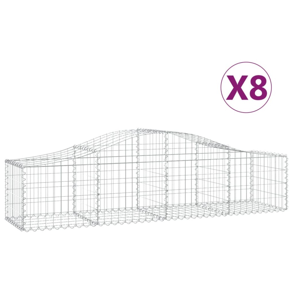 vidaXL Συρματοκιβώτια Τοξωτά 8 τεμ. 200x50x40/60 εκ. Γαλβαν. Ατσάλι