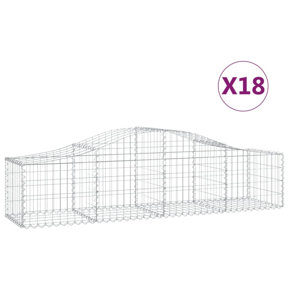 vidaXL Συρματοκιβώτια Τοξωτά 18 τεμ. 200x50x40/60 εκ. Γαλβαν. Ατσάλι