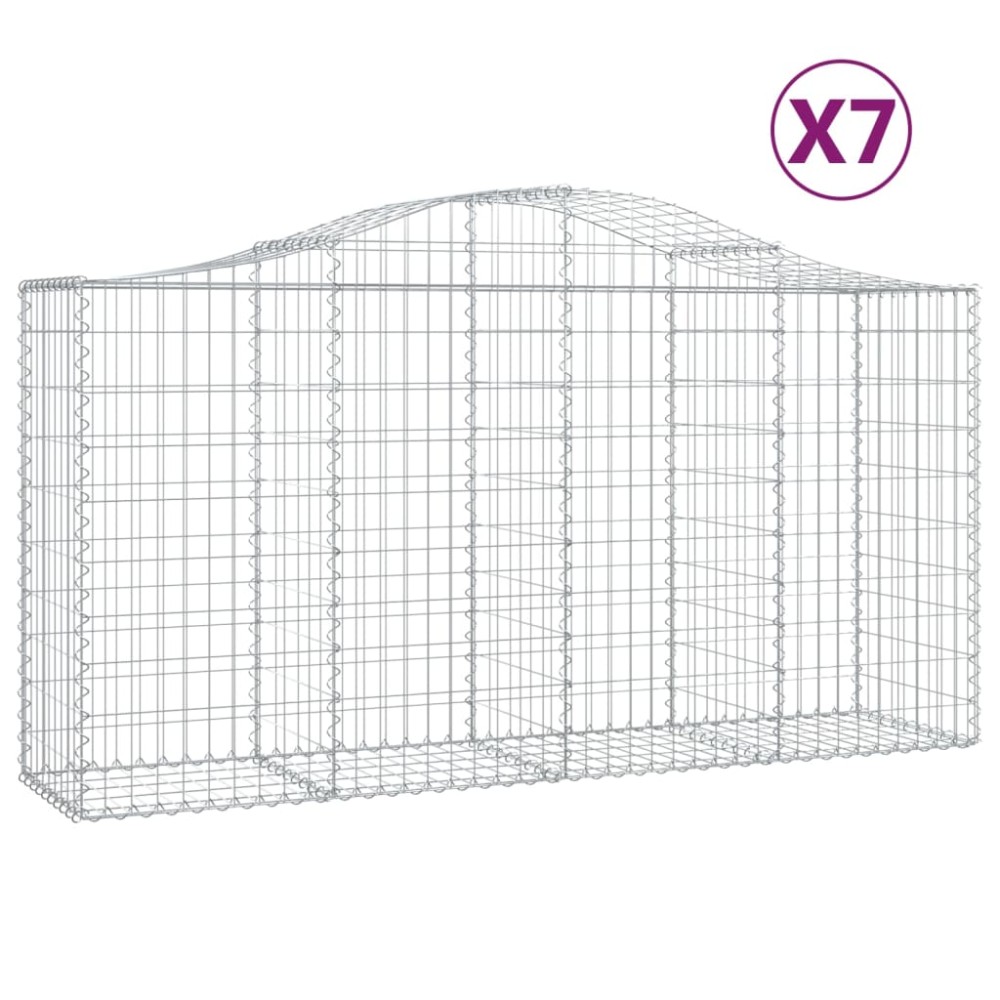 vidaXL Συρματοκιβώτια Τοξωτά 7 τεμ. 200x50x100/120 εκ. Γαλβαν. Ατσάλι