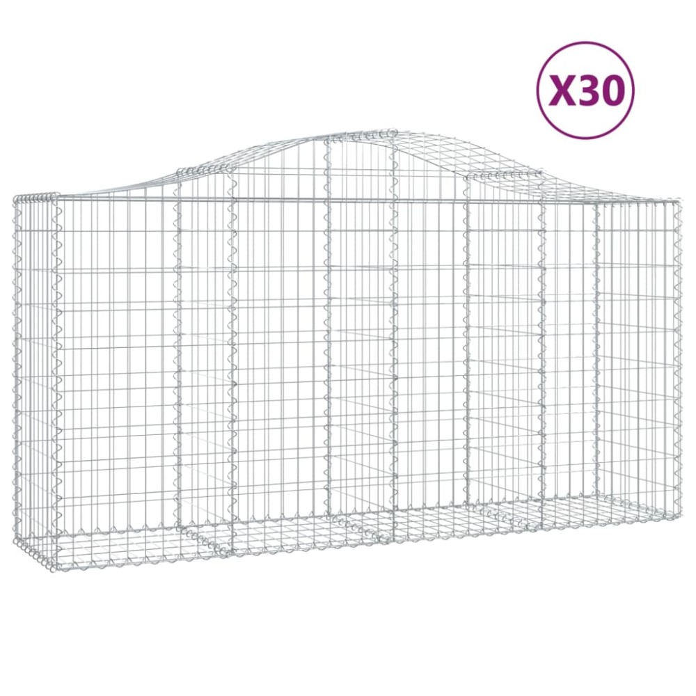 vidaXL Συρματοκιβώτια Τοξωτά 30 τεμ. 200x50x100/120 εκ. Γαλβαν. Ατσάλι