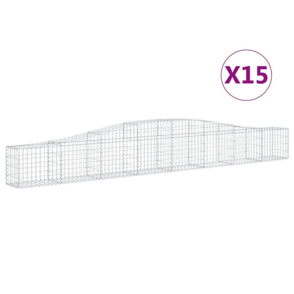 vidaXL Συρματοκιβώτια Τοξωτά 15 τεμ. 400x30x40/60 εκ. Γαλβαν. Ατσάλι