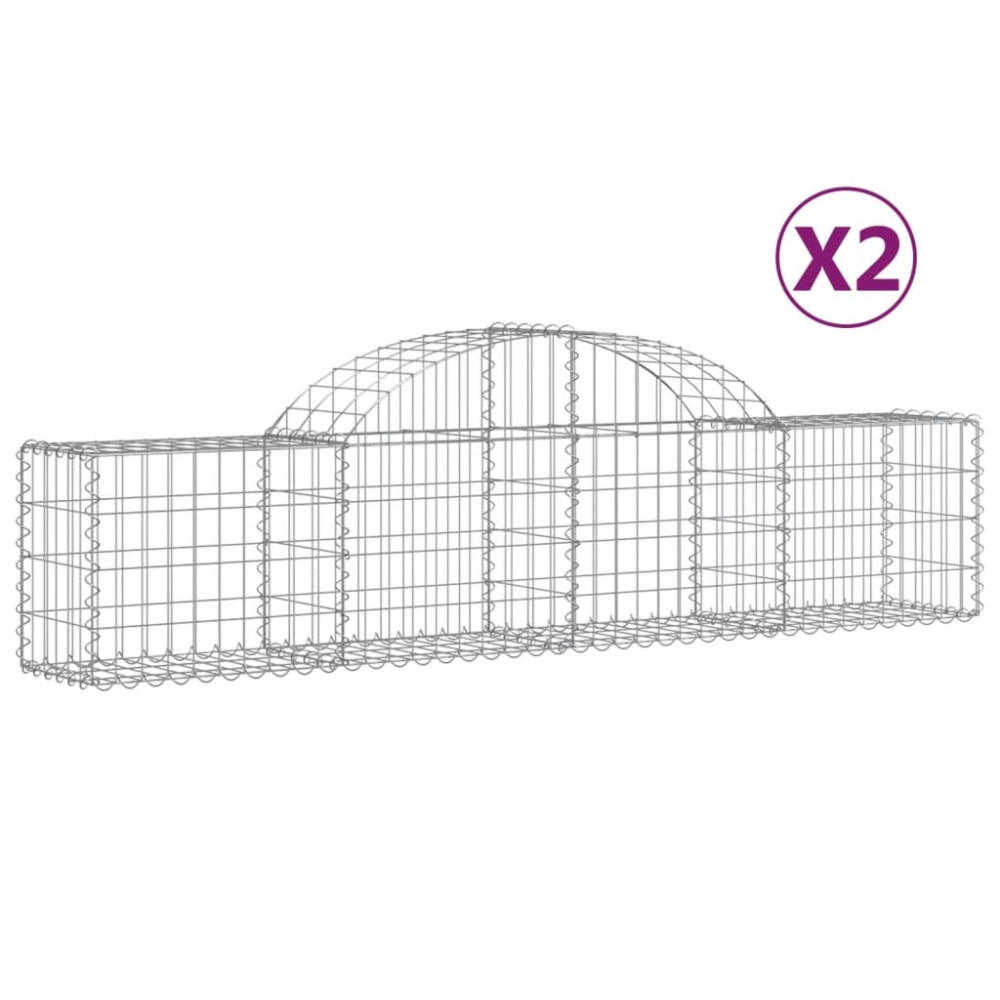 vidaXL Συρματοκιβώτια Τοξωτά 2 τεμ. 200x30x40/60 εκ. Γαλβαν. Ατσάλι