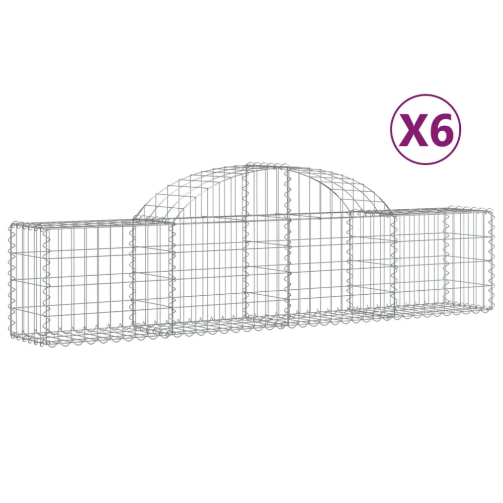 vidaXL Συρματοκιβώτια Τοξωτά 6 τεμ. 200x30x40/60 εκ. Γαλβαν. Ατσάλι
