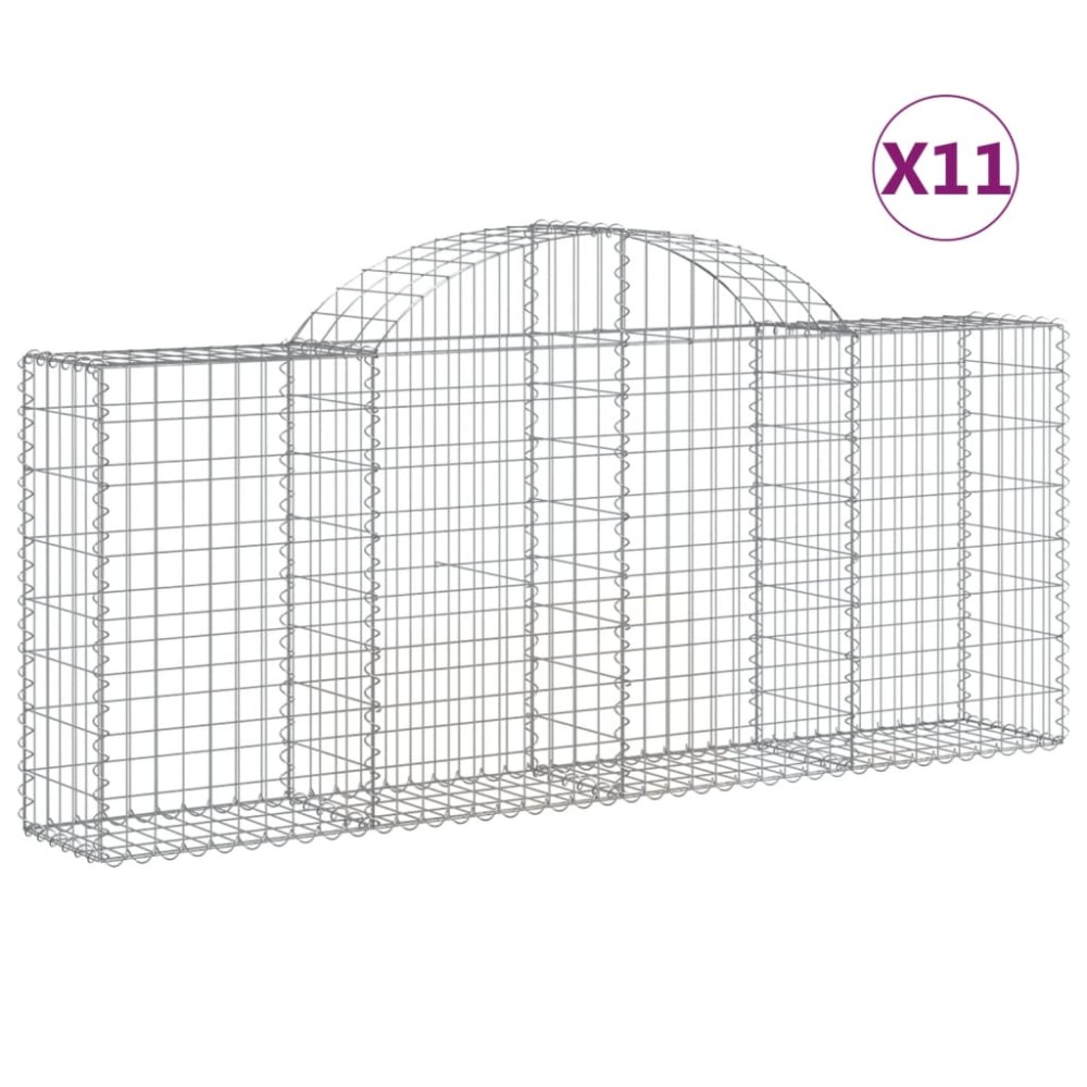 vidaXL Συρματοκιβώτια Τοξωτά 11 τεμ. 200x30x80/100 εκ. Γαλβαν. Ατσάλι