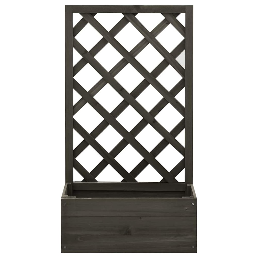 vidaXL Γλάστρα Κήπου με Καφασωτό Γκρι 50x25x90 εκ. Μασίφ Ξύλο Ελάτης