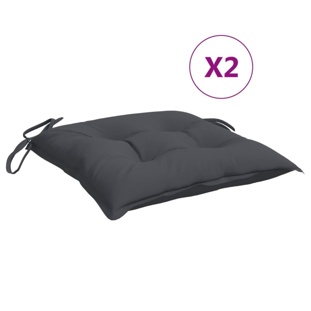 vidaXL Μαξιλάρια Καρέκλας Κήπου 2 τεμ. Ανθρακί 50x50x7 εκ. Υφασμάτινα