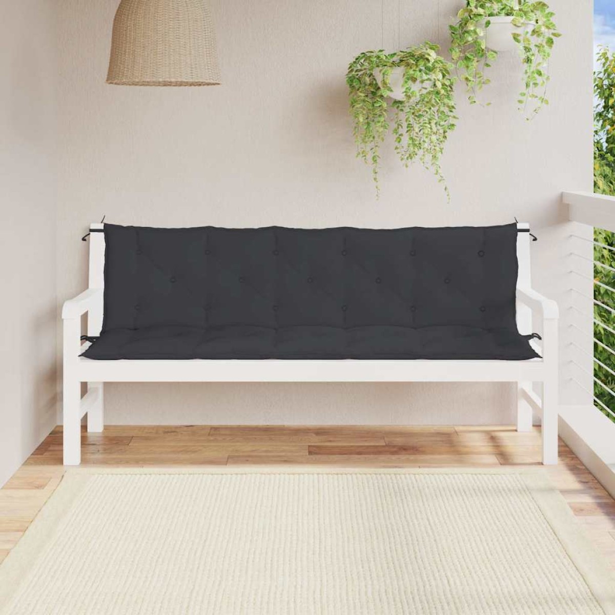vidaXL Μαξιλάρια Πάγκου Κήπου 2 τεμ. Μαύρο 180x50x7cm Ύφασμα Oxford