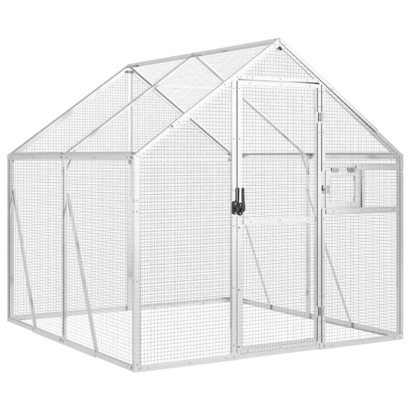 vidaXL Κλουβί Ασημένιο 1,79 x 2 x 1,85 μ. από Αλουμίνιο