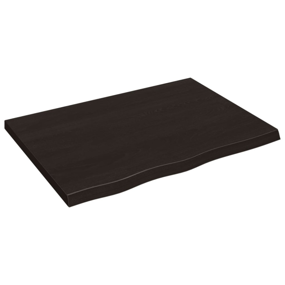 vidaXL Επιφάνεια Τραπεζιού Σκούρο Καφέ 80x60x(2-4)εκ Επεξ. Μασίφ Δρυς