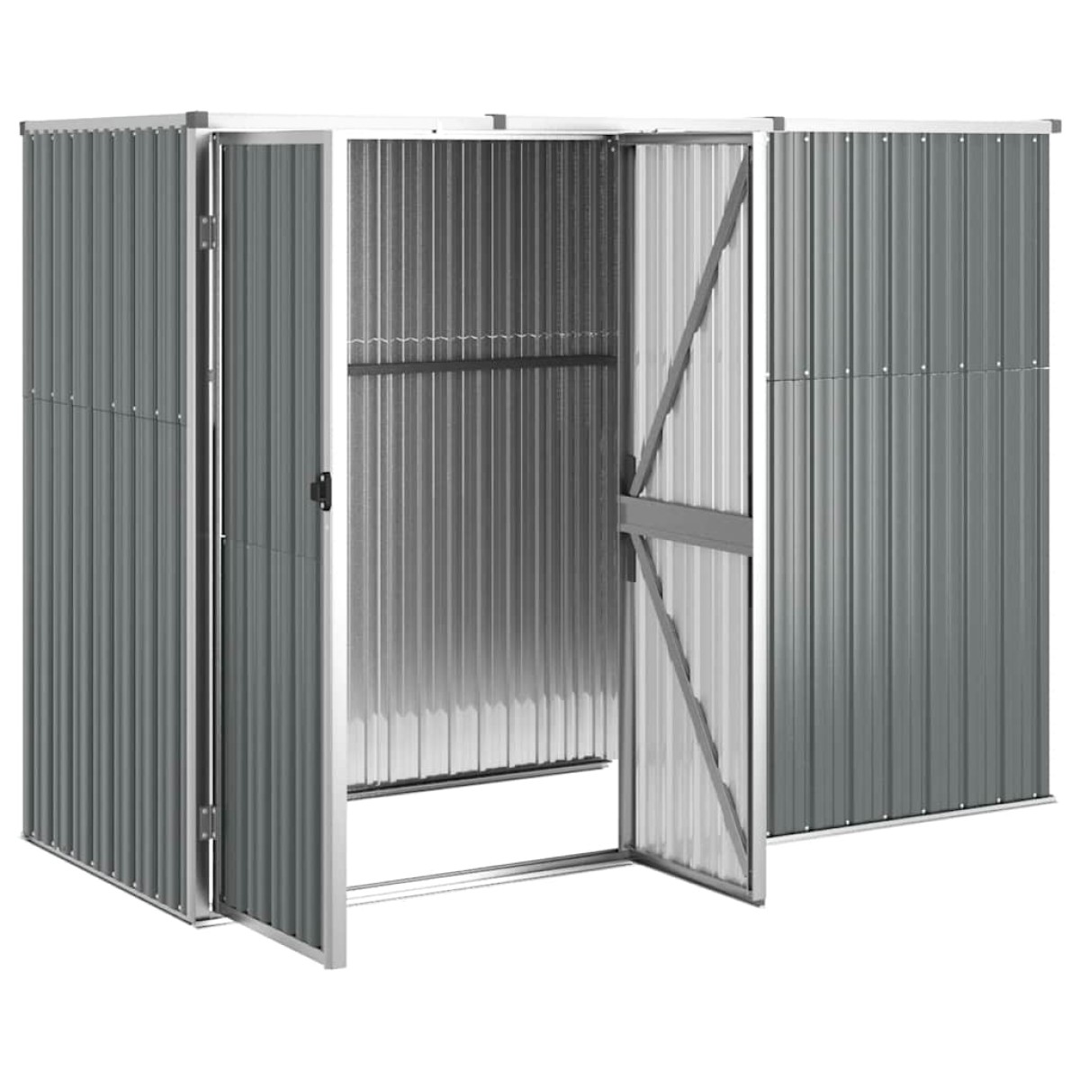 vidaXL Αποθήκη Εργαλείων Κήπου Γκρι 225 x 89 x 161 εκ. Γαλβαν. Ατσάλι