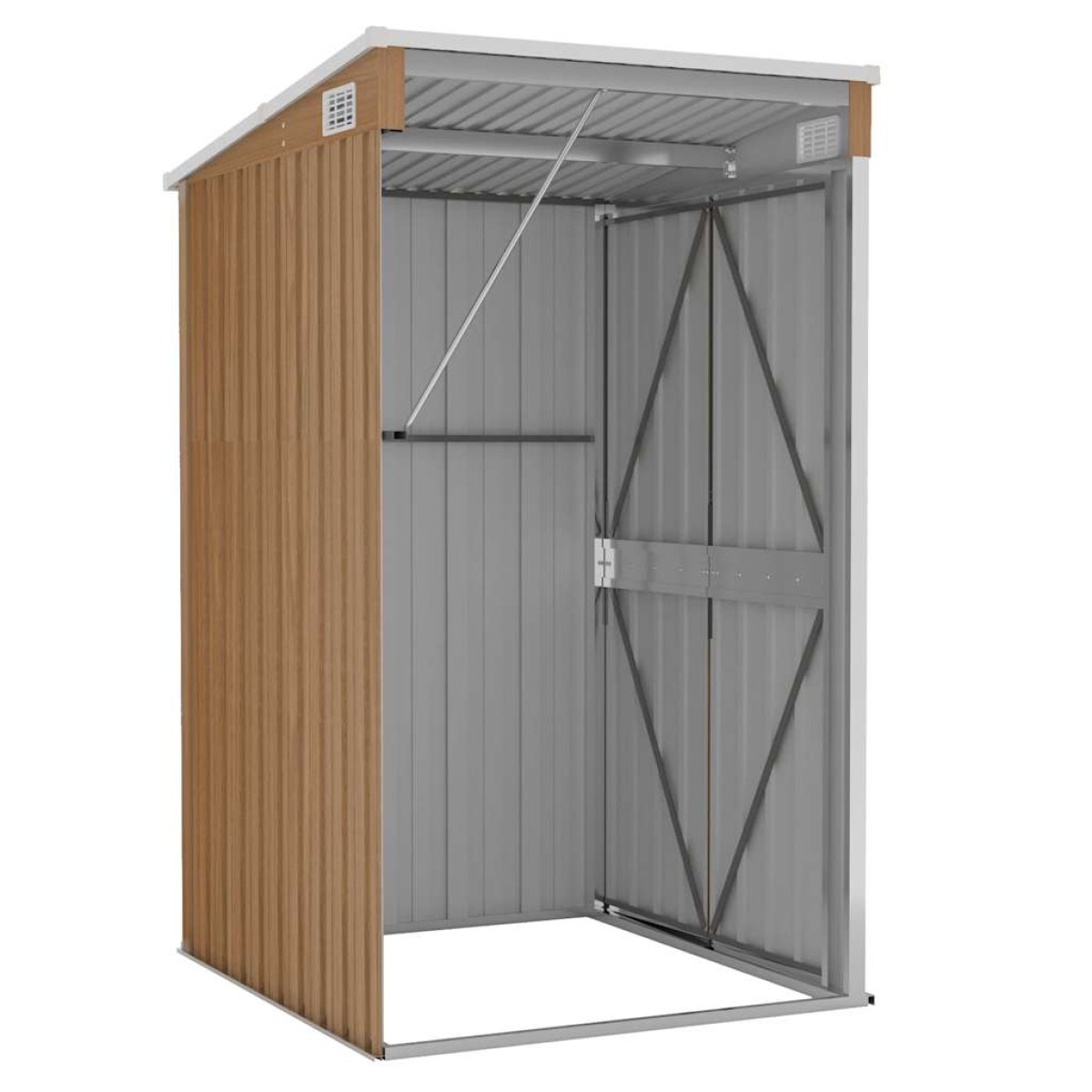 vidaXL Αποθήκη Κήπου Επιτοίχια Καφέ 118x100x178 εκ. από Γαλβ. Ατσάλι